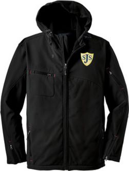 Textured Hooded Soft Shell Jacket, Black